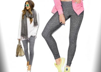 Divatos, szürke leggings meleg béléssel