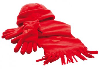 Puha gyapjú szett sapkával, bojtos hatású sállal és egy pár kesztyűvel háromféle színben