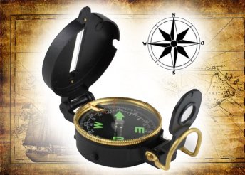 Fedéllel és lencsével ellátott iránytű