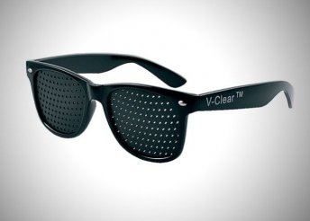 Raszter/szűk-lyukú látásjavító, szemtréner szemüveg, fekete kerettel
