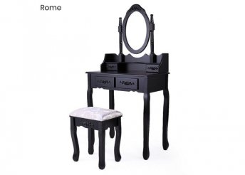 Tükrös fésülködő asztal székkel - Rome típus - fekete