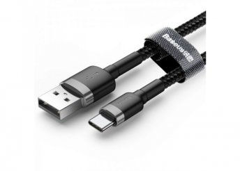Baseus USB-C gyors adat, töltőkábel 2A - 2m - Szürke/Fekete