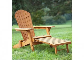 Kerti fa szék kihúzható lábtartóval - natúr