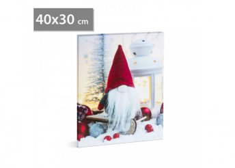 Karácsonyi LED-es hangulatkép - fali akasztóval, 2 x AA, 40 x 30 cm