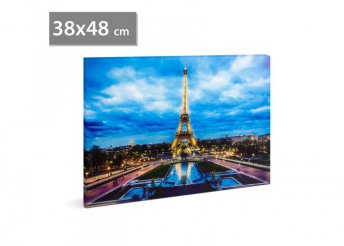 LED-es fali hangulatkép - 'Eiffel torony' - 2 x AA, 38 x 48 cm