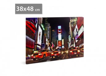 LED-es fali hangulatkép - 'Times Square' - 2 x AA, 38 x 48 cm