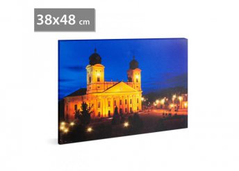 LED-es fali hangulatkép - 'Nagytemplom Debrecen' - 3 x AA, 38 x 48 cm