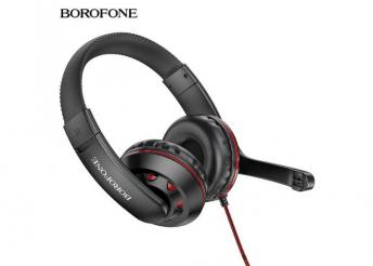 Borofone Gamer Vezetékes Fejhallgató Mikrofonnal BO102 - Fekete/Piros