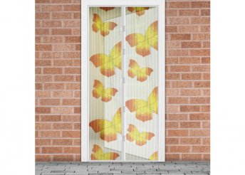 Szúnyogháló függöny ajtóra - sárga pillangós