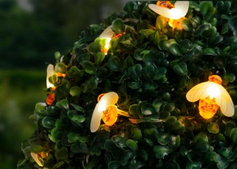 LED szolár fényfüzér - méhecske - 2,3 m - 20 LED - melegfehér