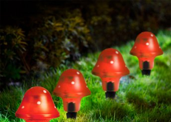 LED-es szolár gombalámpa - piros - 11 cm