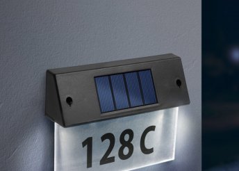 Szolár házszámfény - átlátszó plexi - hidegfehér LED - 18 x 20 cm