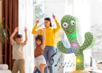 Táncoló Beszélő Plüss Kaktusz zenével és többszínű LED világítással Pinxi