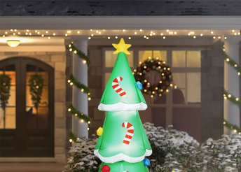 Felfújható karácsonyfa - 180 cm - IP44 - 12 fehér LED - 100 - 240 V