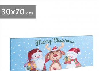 Karácsonyi LED-es hangulatkép - fali akasztóval, 2 x AA, 70 x 30 cm Rénszarvas