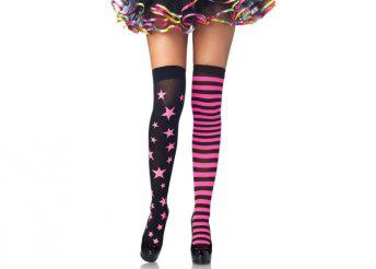 Stars And Stripes Thigh Highs - NEON PINK - O/S - HOSIERY